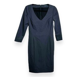 Structured Dark Grey Sheath Dress Tailored Work Office Minimalist Career Chic S